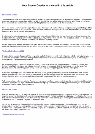 your soccer queries answered in this article