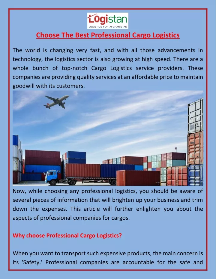 choose the best professional cargo logistics