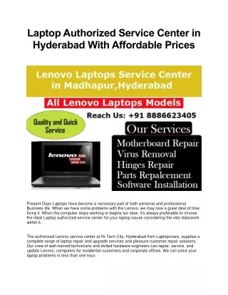 Lenovo Laptop Service center in Hyderabad | Lenovo Laptop Authorized Service center in Hyderabad