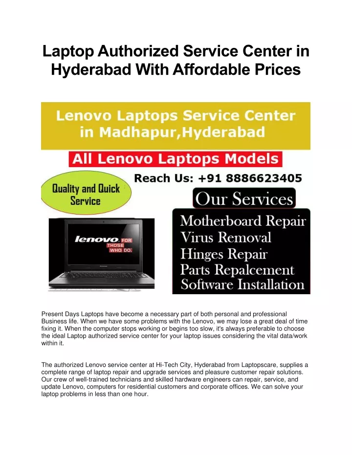 laptop authorized service center in hyderabad