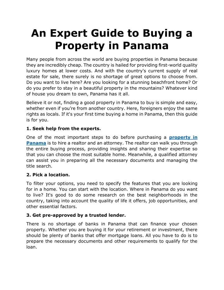 an expert guide to buying a property in panama