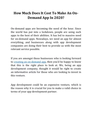 how much does it cost to make an on demand