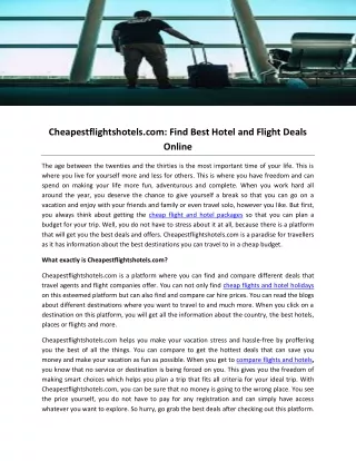 Cheapestflightshotels.com- Find Best Hotel and Flight Deals Online