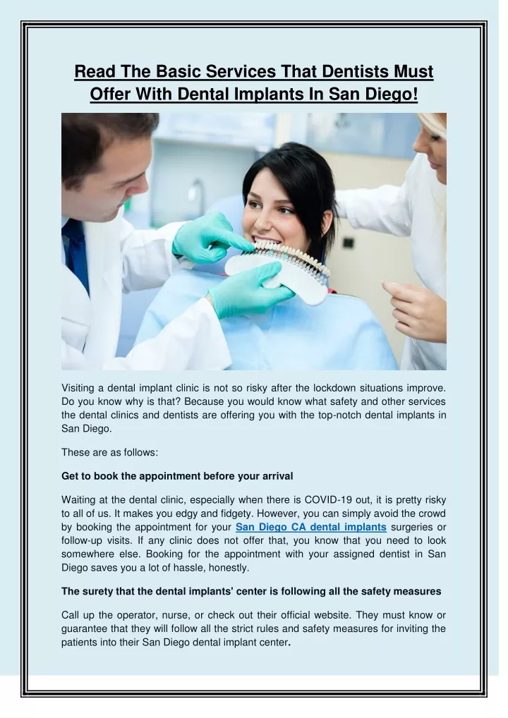 read the basic services that dentists must offer