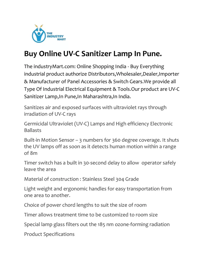 buy online uv c sanitizer lamp in pune