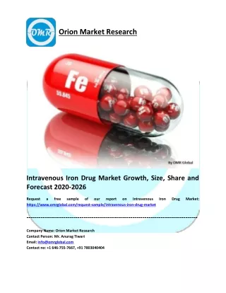 Intravenous Iron Drug Market Research and Forecast 2020-2026