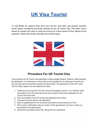UK Visa Tourist