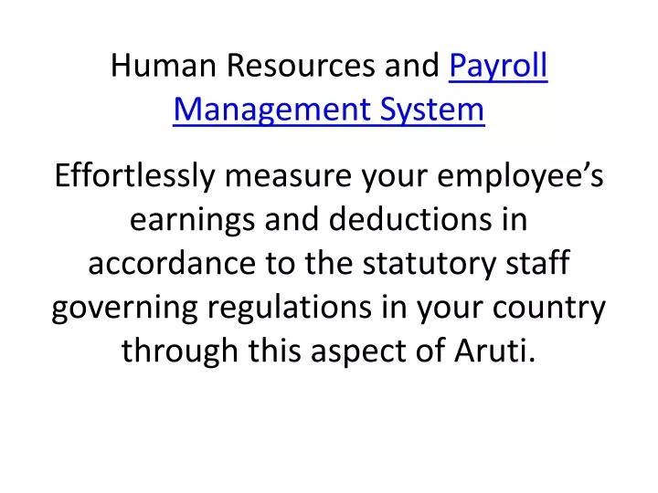 human resources and payroll management system