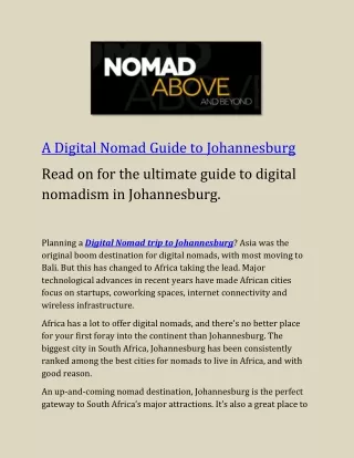 A Digital Nomad Guide to Johannesburg