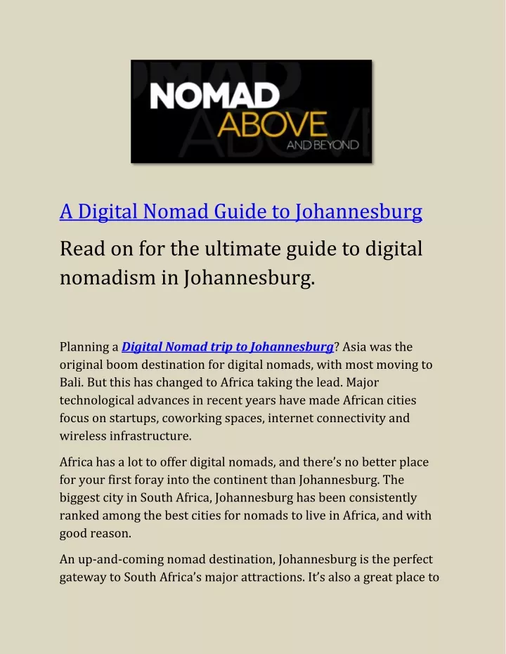 a digital nomad guide to johannesburg