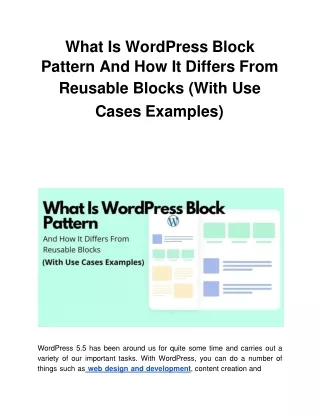 what is wordpress block pattern and how it differs from reusable blocks with use