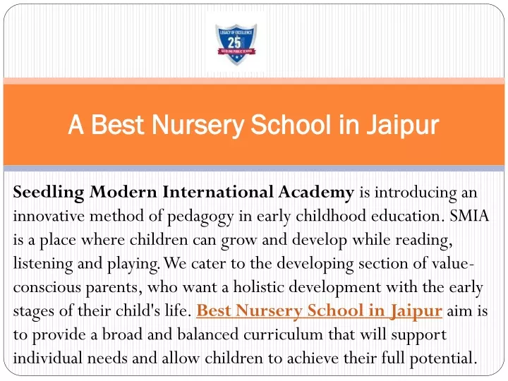 a best nursery school in jaipur