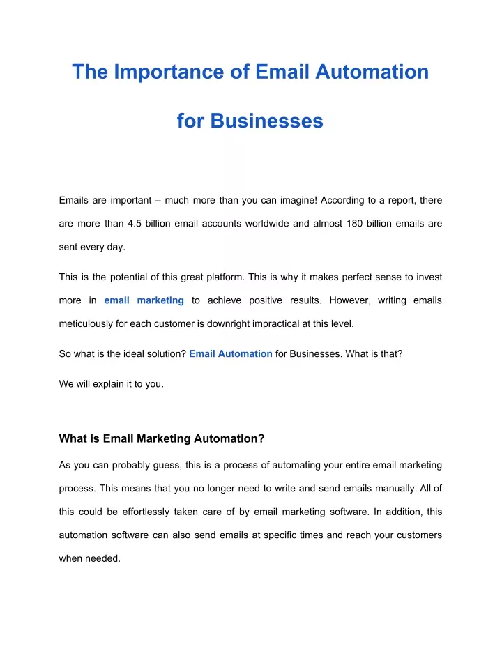 the importance of email automation