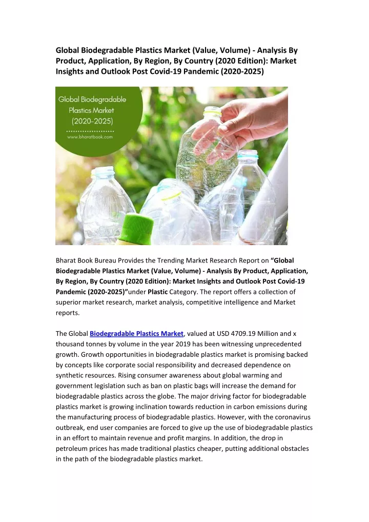 global biodegradable plastics market value volume
