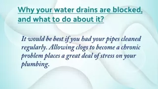 why your water drains are blocked and what to do about it