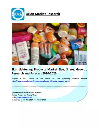 Skin Lightening Products Market Research and Forecast 2020-2026