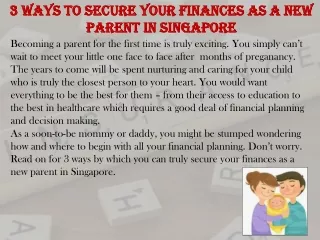 3 Ways to Secure Your Finances as a New Parent in Singapore