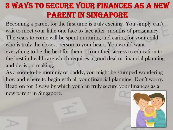 3 ways to secure your finances as a new parent