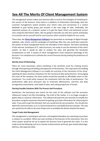 see all the merits of client management system