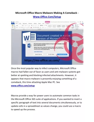 microsoft office macro malware making a comeback
