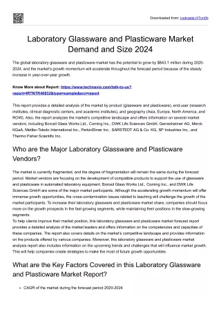 Laboratory Glassware and Plasticware Market Trends and Size 2024