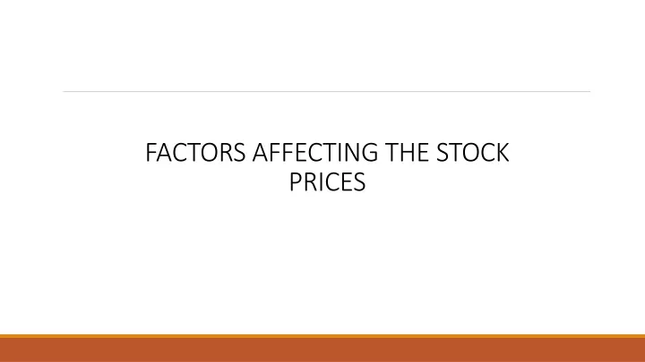 factors affecting the stock prices