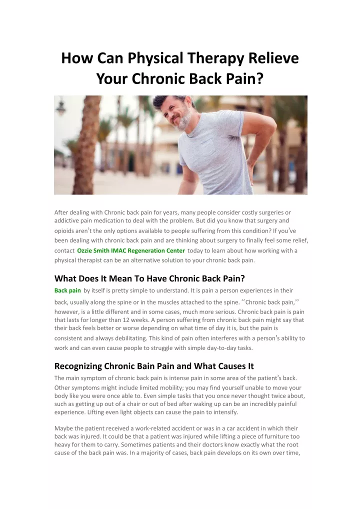 how can physical therapy relieve your chronic