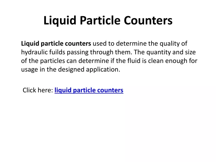 liquid particle counters