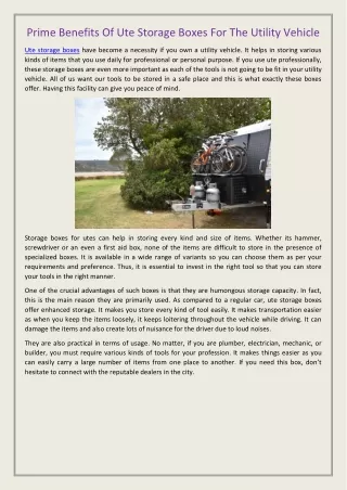 prime benefits of ute storage boxes