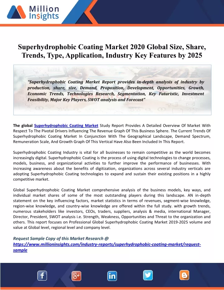 superhydrophobic coating market 2020 global size