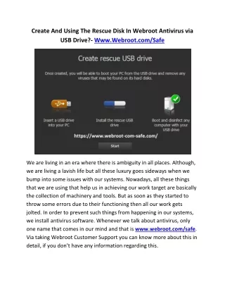 create and using the rescue disk in webroot