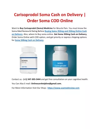 Carisoprodol Soma Cash on Delivery | Order Soma COD Online