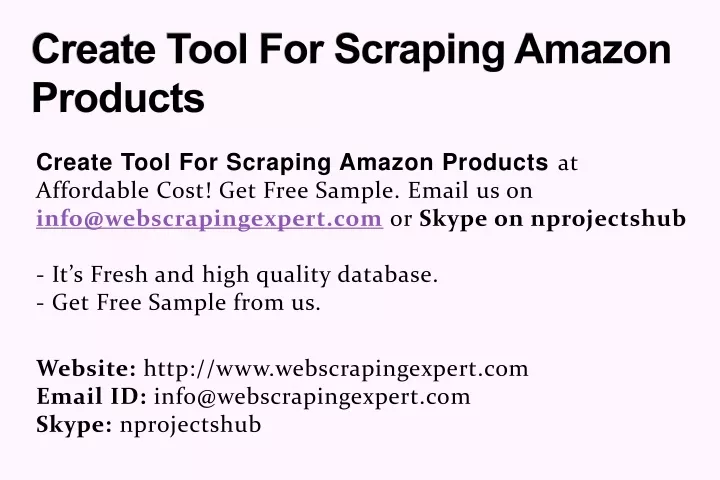 create tool for scraping amazon products