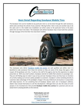 Basic Detail Regarding Goodyear Mobile Tires