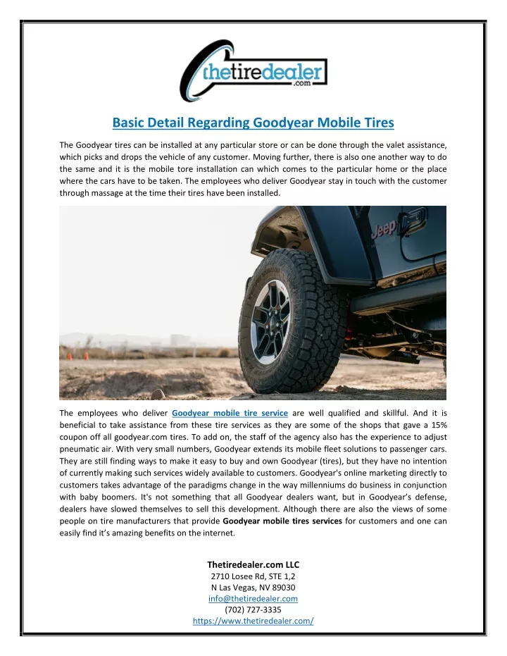 basic detail regarding goodyear mobile tires