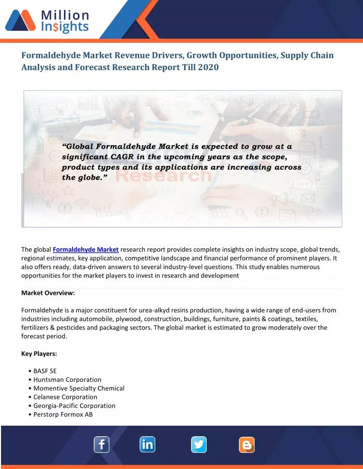 formaldehyde market revenue drivers growth