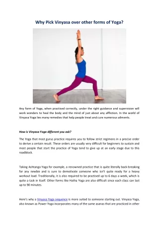 why pick vinyasa over other forms of yoga
