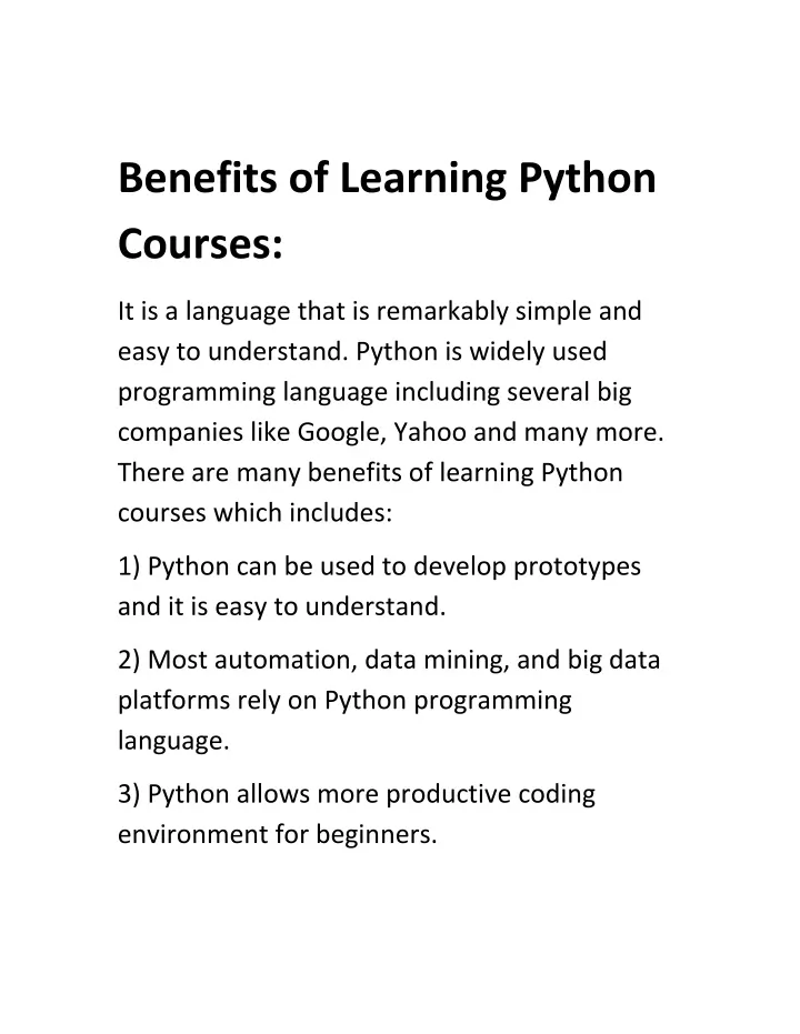 benefits of learning python courses