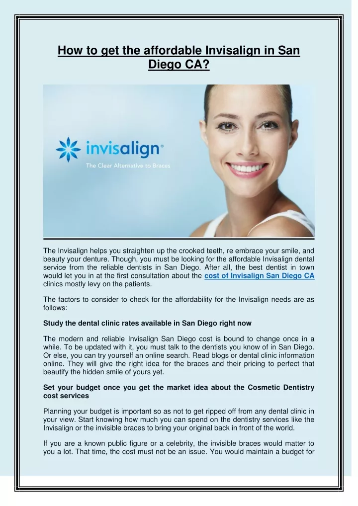 how to get the affordable invisalign in san diego