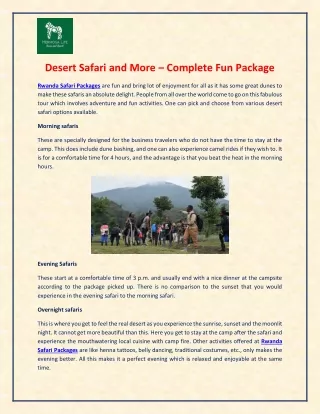 Desert Safari and More Complete Rwanda safari Packages