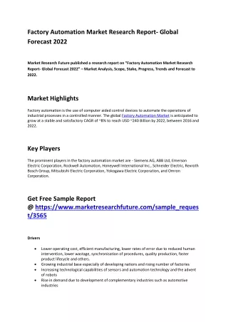 factory automation market research report global