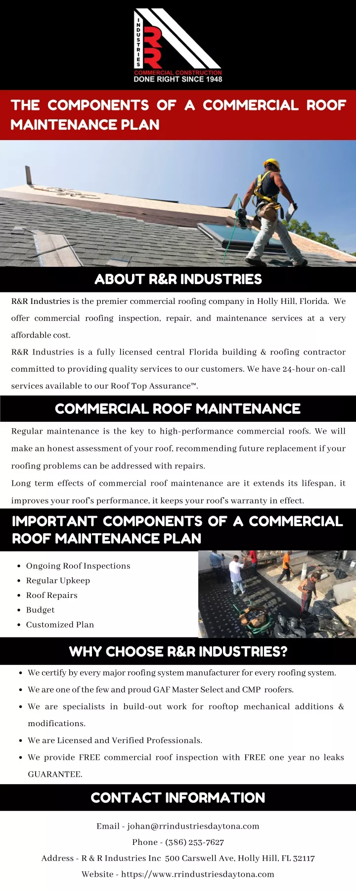 the components of a commercial roof maintenance