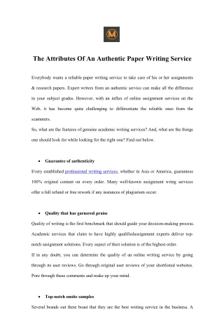 the attributes of an authentic paper writing