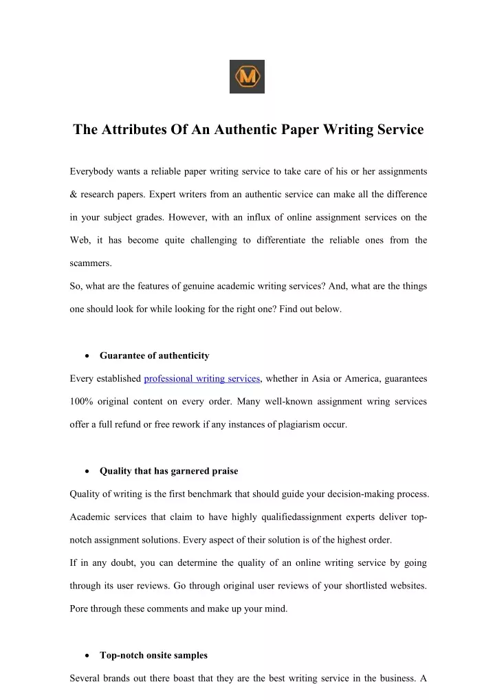 the attributes of an authentic paper writing