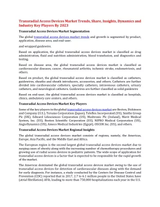transradial access devices market trends share