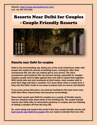 Resorts Near Delhi for Couples - Couple Friendly Resorts