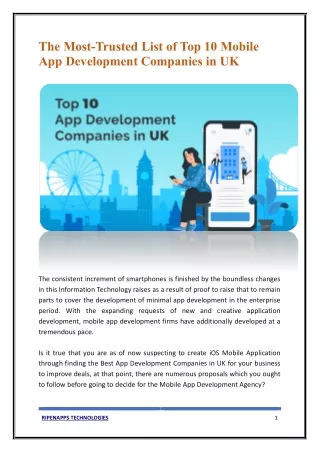 The Most-Trusted List of Top 10 Mobile App Development Companies in UK
