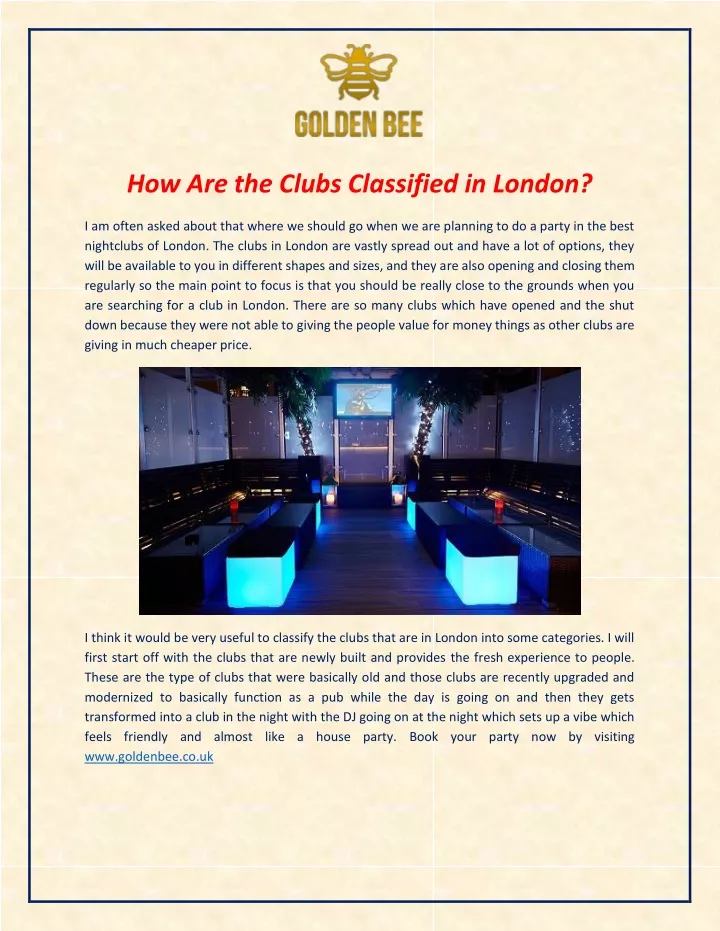 how are the clubs classified in london