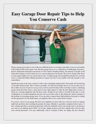 easy garage door repair tips to help you conserve