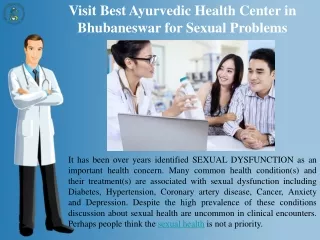 Visit Best Ayurvedic Health Center in Bhubaneswar for Sexual Problems